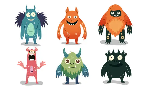 Vector illustration of Cute monster collection vector illustration