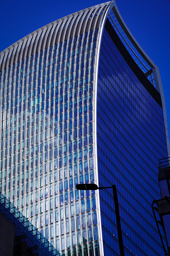 20 Fenchurch Street, The Walkie Talkie Building, Central London, Square Mile, Metropolis Of Greater London, England, United Kingdom Great Britain, UK — 02/11/2024: The iconic 20 Fenchurch Street building, also known as the 