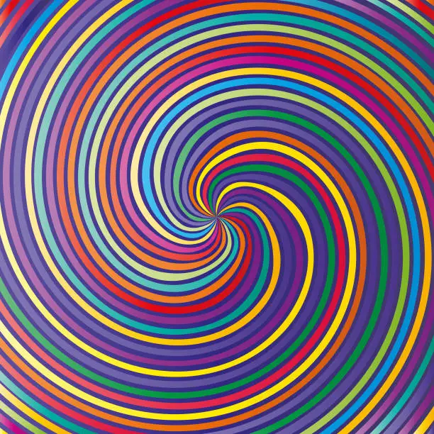 Vector illustration of multicolored swirl design, multicolored vortex