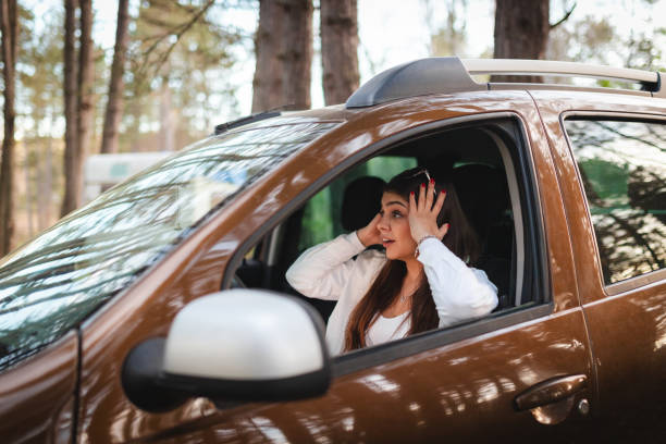 istock Stressed woman stuck in the car while travelling 2148745598