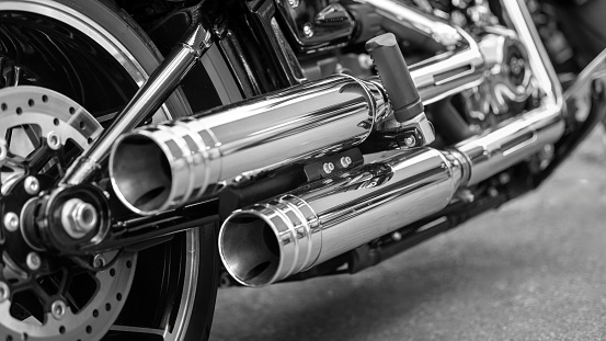 Motorcycle duplex exhaust system chrome plated