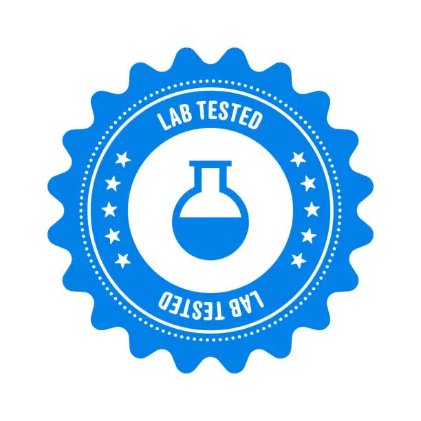 Vector illustration of Vector Sticker Design with Icon For Lab Tested