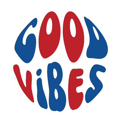 good vibes icon in red white and blue
