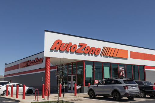 Indianapolis - April 13, 2024: AutoZone Retail Store. AutoZone is a retailer and distributor of automotive parts.