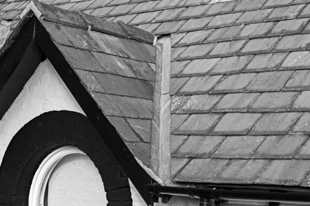 Roof Detail Close up view of a roof detail slate ridge stock pictures, royalty-free photos & images