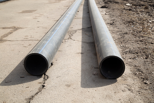Large diameter water pipes, polypropylene for laying underground.