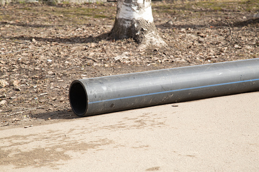 Large diameter water pipes, polypropylene for laying underground.