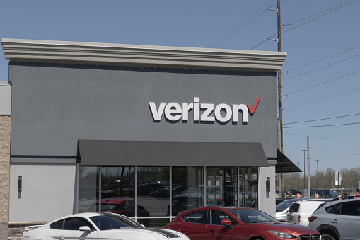 Indianapolis - April 13, 2024: Verizon Wireless Retail Location. Verizon delivers wireless, high-capacity fiber optics and 5G communications.