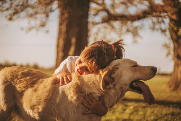 Little girl with a dog
