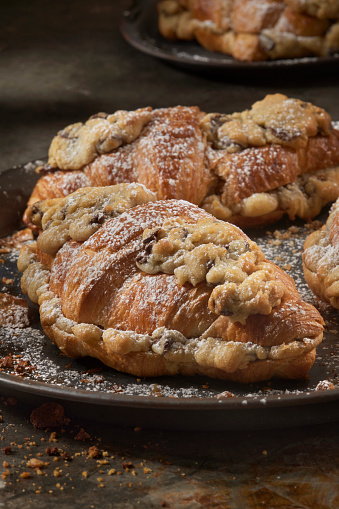The Viral Cookie Croissant Sandwich with Chocolate Chip Cookie Dough and Powdered Sugar
