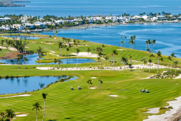 istock Golf course on ocean shore in southwest Florida. Seaside golfing field in Boca Grande 2148752797