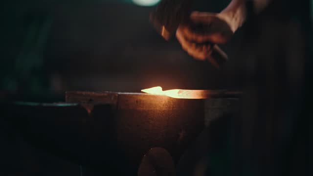 Blacksmith Shaping Iron stock video stock video