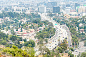 Busy freeway in Los Angeles in autumn