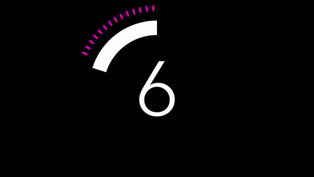 30 seconds dashed line circle countdown timer. Magenta and White on Black background