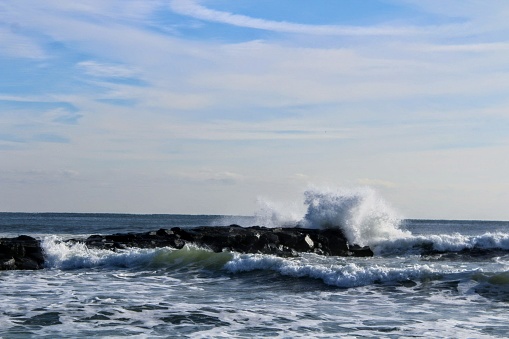Waves Crashing on a New Jersey Jetty • Image Captured in Bradley Beach, NJ