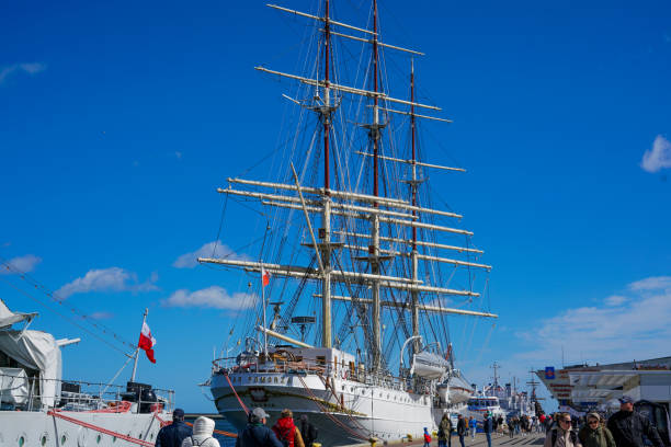 Dar Pomorza ship in Gdynia, Poland. Wide angle.