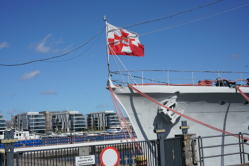ORP Błyskawica ship in Gdynia, Poland. Wide angle.