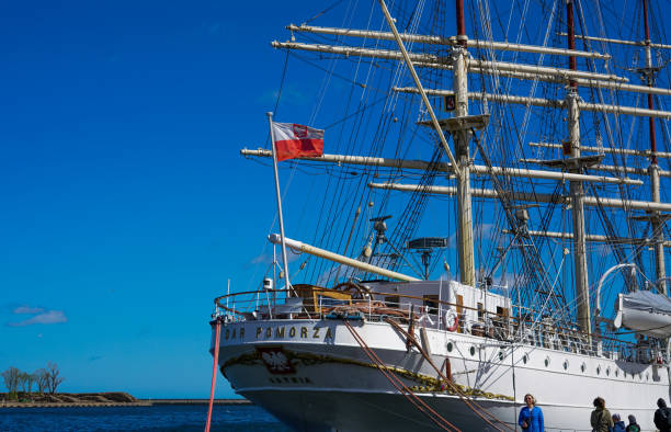 Dar Pomorza ship in Gdynia, Poland. Wide angle.