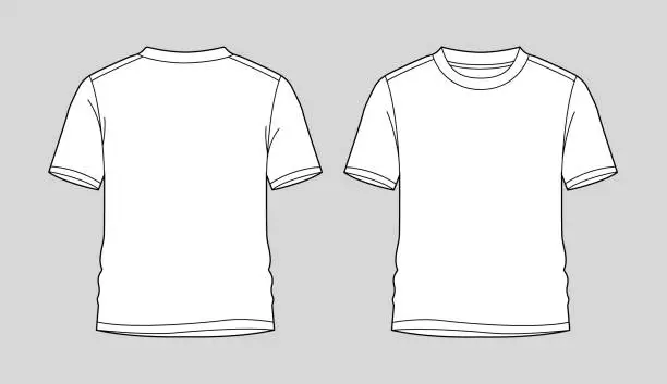 Vector illustration of T-shirt outline. Front and back view on Gray background. stock illustration