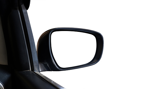 Car Side mirror photo with white background and no mirror inside, vehicle concept image
