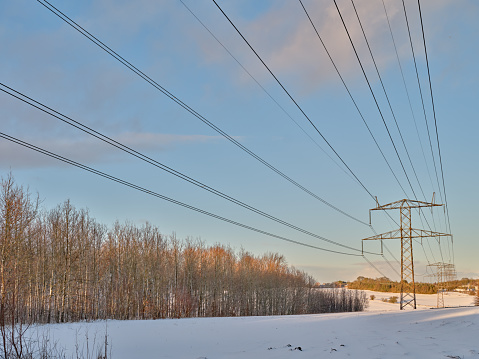 The telegraph pole in a snow day.