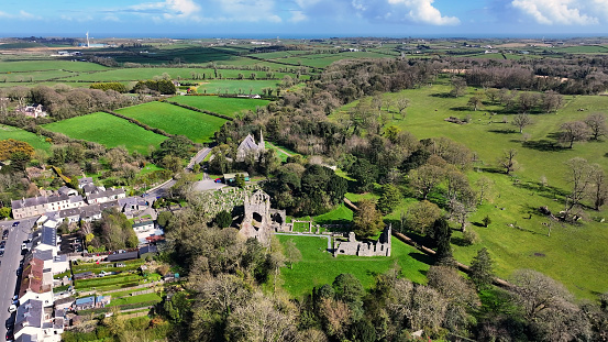 Aerial view of Greyabbey County Down Ards Peninsula Northern Ireland