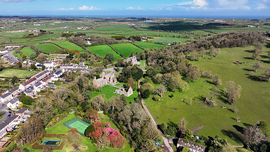 Aerial view of Greyabbey County Down Ards Peninsula Northern Ireland