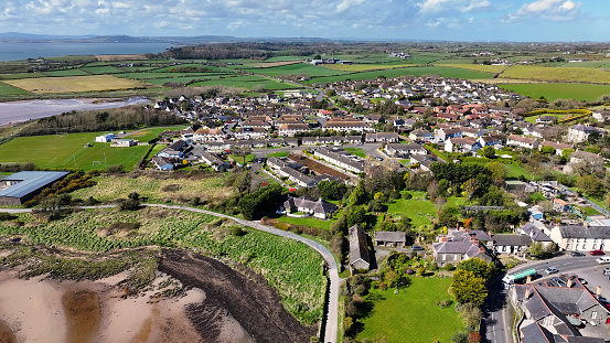 Aerial view of Greyabbey Village Strangford Lough Ards Peninsula County Down Northern Ireland