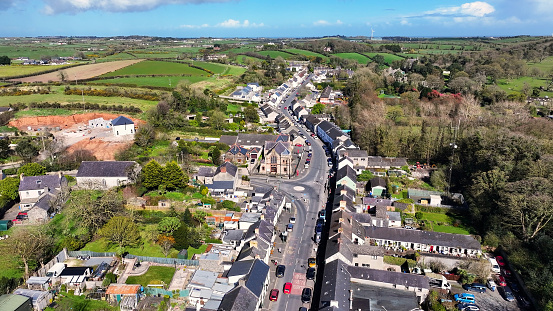 Aerial view of Greyabbey Village Strangford Lough Ards Peninsula County Down Northern Ireland
