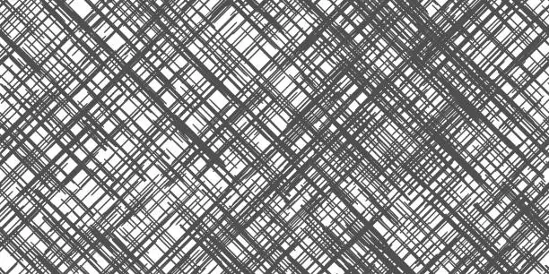 Vector illustration of Monochrome seamless gray cross hatch pattern on white paper