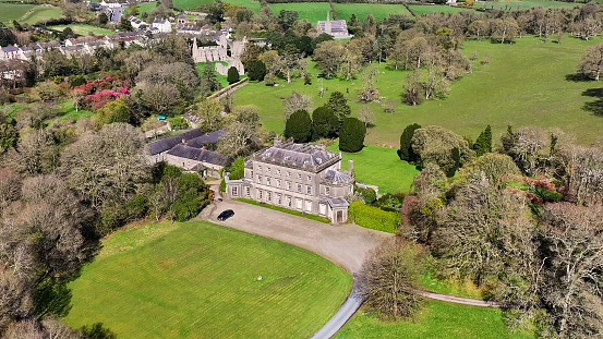 Aerial view of Grey Abbey House Greyabbey Ards Peninsula County Down Northern Ireland