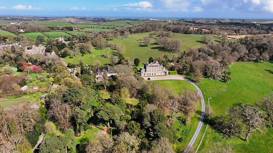 Aerial view of Grey Abbey House Greyabbey Ards Peninsula County Down Northern Ireland