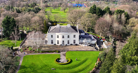 Aerial view of Malone House Shaws Bridge Park Malone road Belfast County Down Northern Ireland