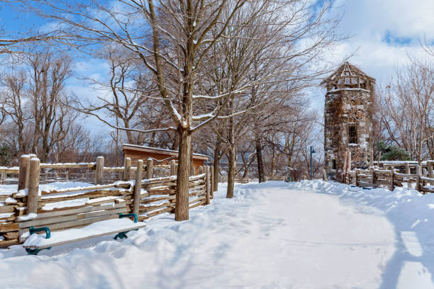 istock snow covered path at farm in winter 2148768558
