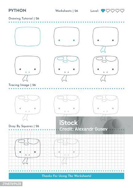 Ilustración de Cómo Dibujar Doodle Python Tutorial De Dibujo Paso A ...