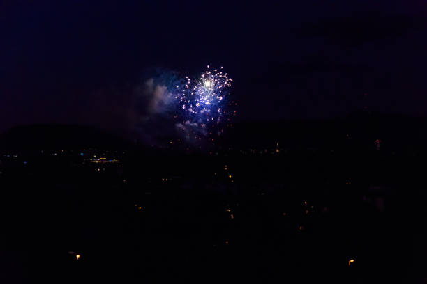 Beautiful fireworks over Bern city in Switzerland