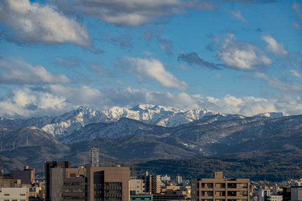 istock Hakusan mountain range and Kanazawa City 2148771411