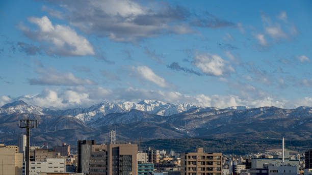 istock Hakusan mountain range and Kanazawa City 2148771413