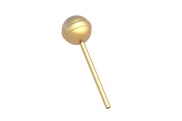 Golden lollypop isolated on white background. 3d render