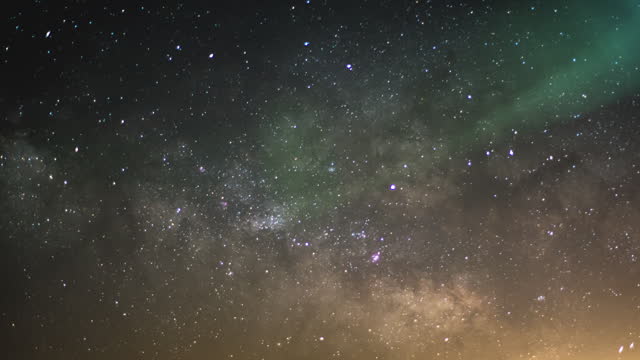 Aurora Milky Way Galaxy Time Lapse In Spring Sky 20
