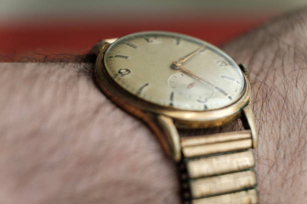 istock Close-up view of old wristwatch around wrist. 2148772809