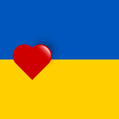 Heart symbol on Ukrainian flag. Vector illustration. Eps 10.