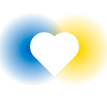 White heart symbol color of Ukrainian flag. Vector illustration. Eps 10.