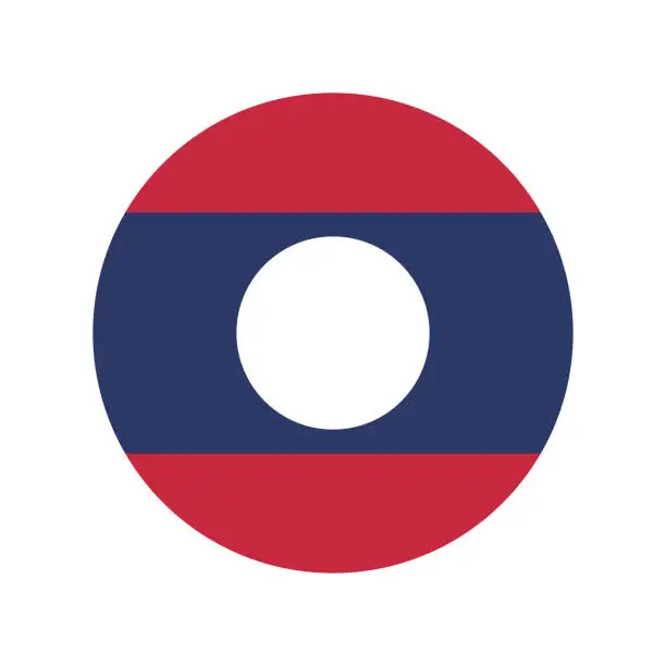 Vector illustration of Laos flag. Standard colors. Circular icon. Computer illustration. Digital illustration. Vector illustration.
