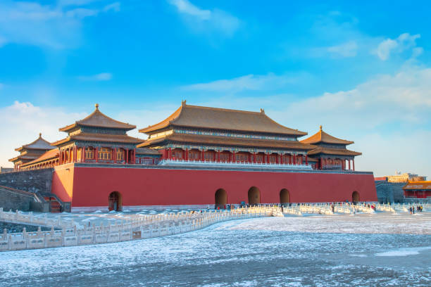 Wumen (Meridian Gate) of the Forbidden City in Beijing, China Wumen (Meridian Gate) of the Forbidden City located in the north and it is the next gate after the Duanmen Gate forbidden city stock pictures, royalty-free photos & images