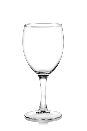 Empty wine glass isolated on black and white