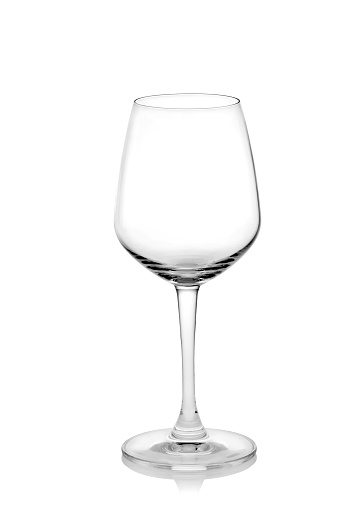empty glass cup on white background