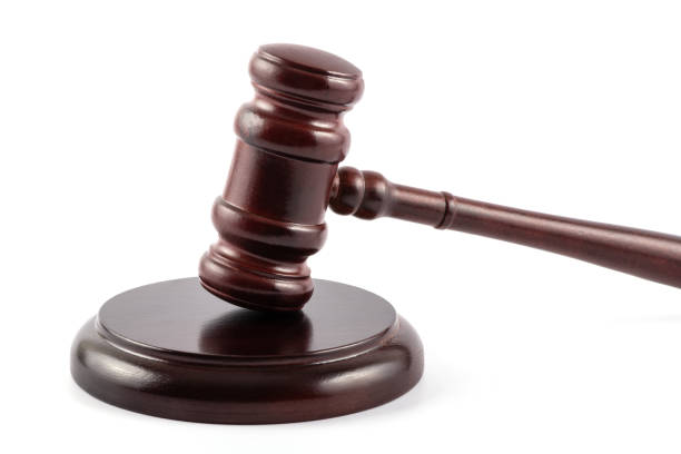 istock Wooden judge gavel on white background 2148779656