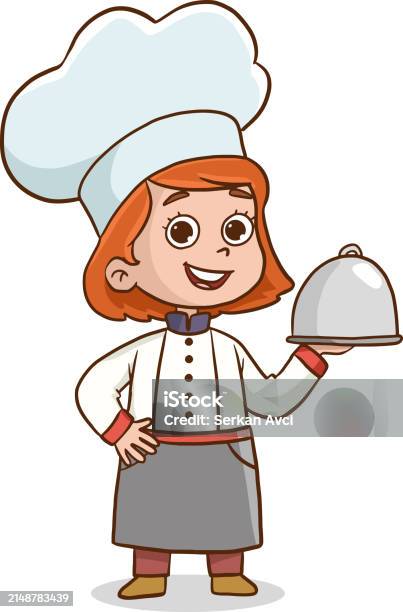 Vector Illustration Of Child Cooks Cartoon Mascots In Various Dynamic Poses People Boy And Girl Chef In White Hats Vector Illustration Stock Vektor Art und mehr Bilder von Garkochen