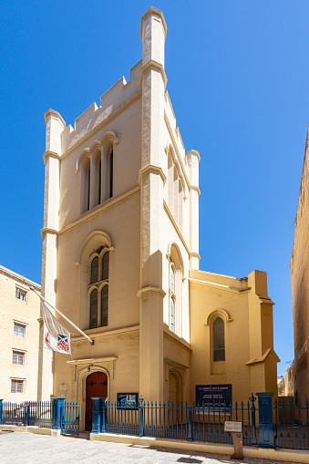 Valletta, Malta, April 03, 2024. Exterior view of the St.Andrew's Scot's church in the city center